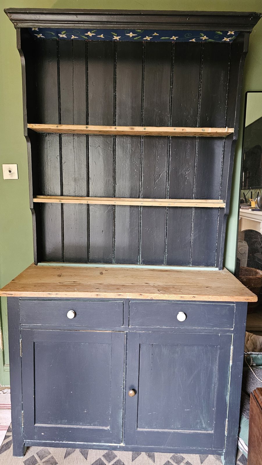 Quirky Cabinet Dresser Farrow & Ball Railings Hand Painted Floral