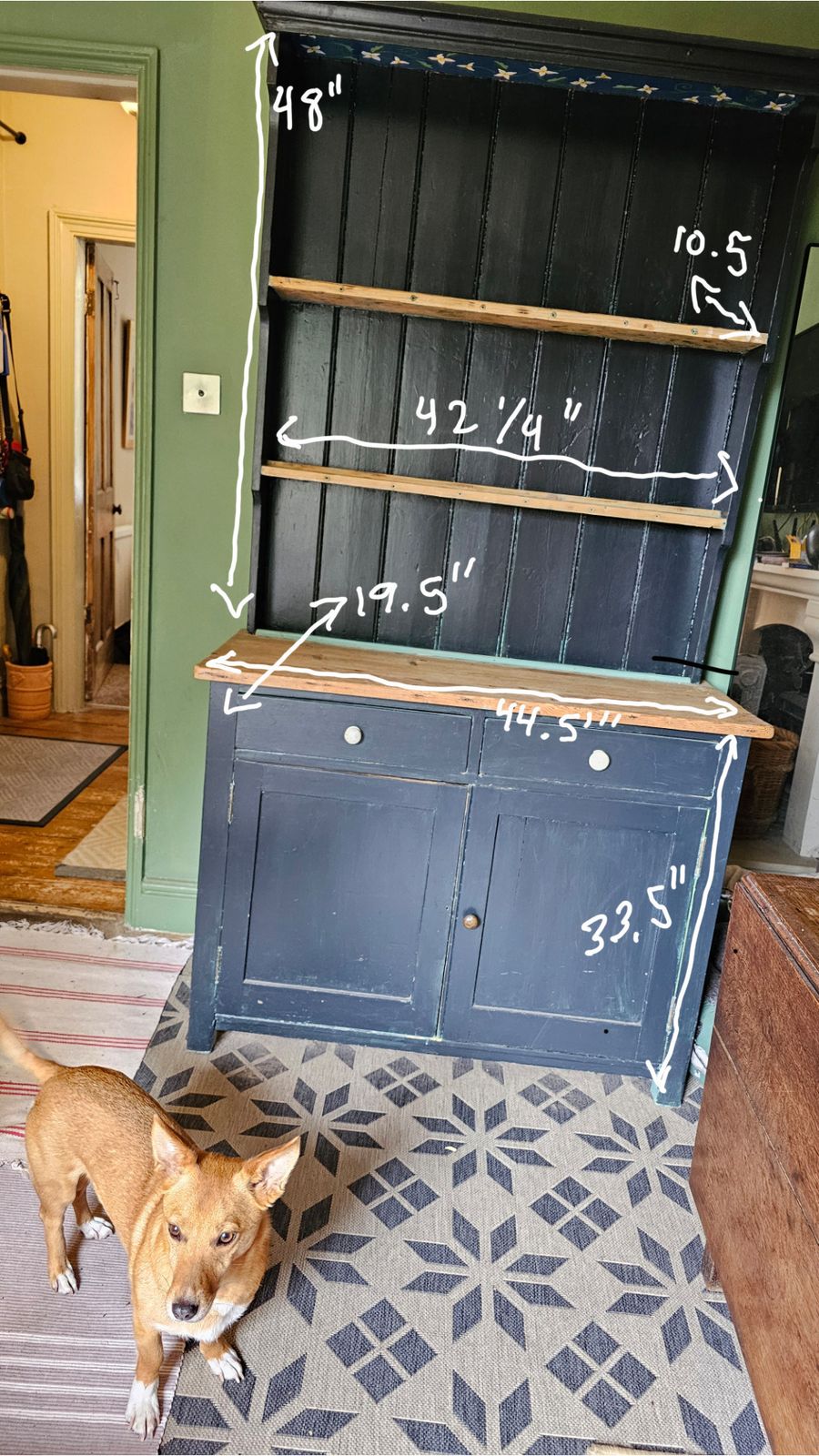 Quirky Cabinet Dresser Farrow & Ball Railings Hand Painted Floral photo Furniture