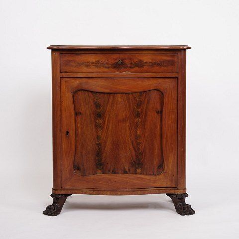 Small Antique Console/Cabinet   Entrance Furniture   Hand Polished Mahogany   Flame Structure   Lion Feet   Year 1890s