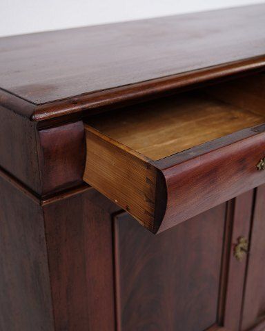 Low Antique Sideboard   Hand Polished Mahogany   Fixed Shelves   1880s photo Furniture