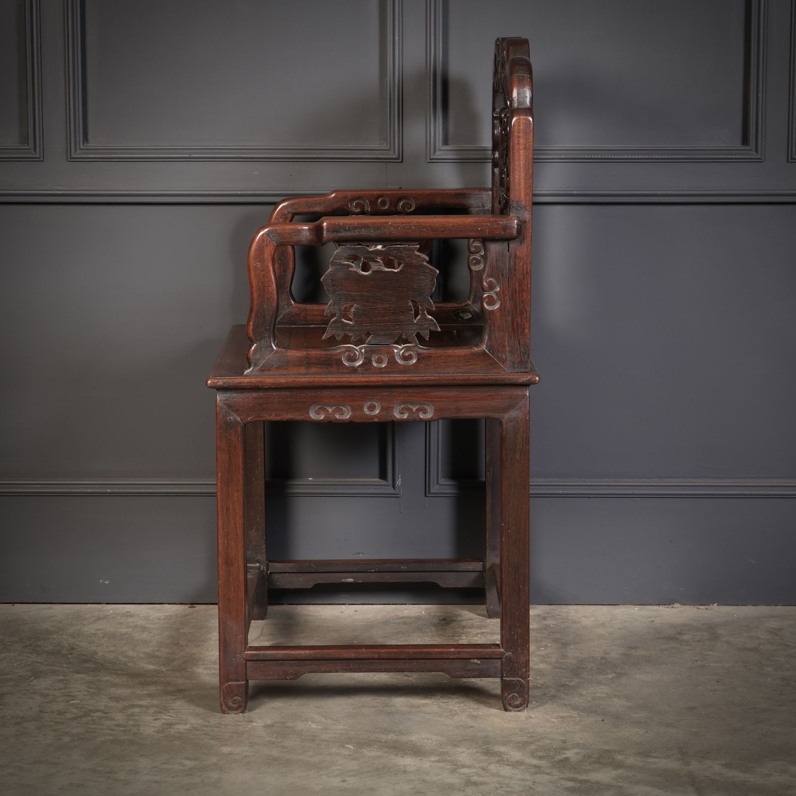Pair Of Chinese Hongmu Throne Chairs photo for sale