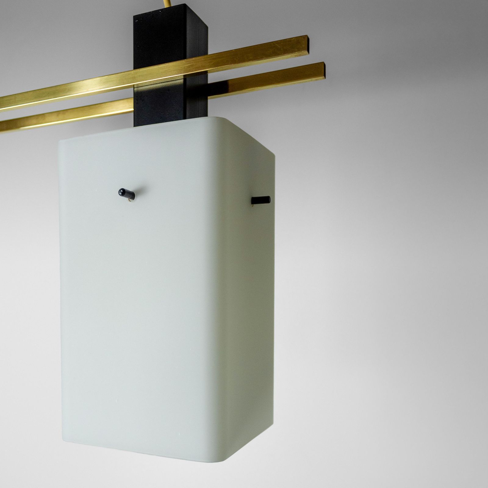 1950s Italian Stilnovo Pendant In Opaline Glass And Brass photo 1350.0