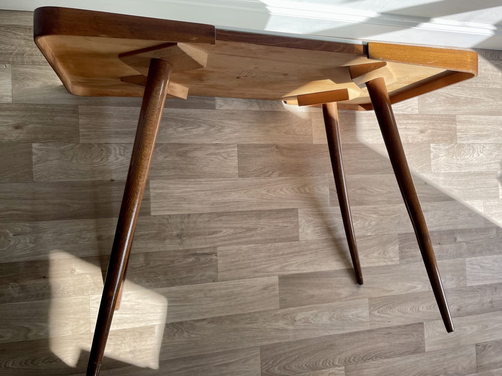 Mid Century Modern Coffee Table By Jiří Jiroutek, Beech Frame + White Opaxite Glass