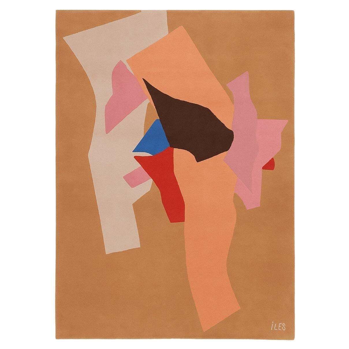 Tisca Abstract Hand Tufted Wool Rug, Signed “Iles”, France, 1990s