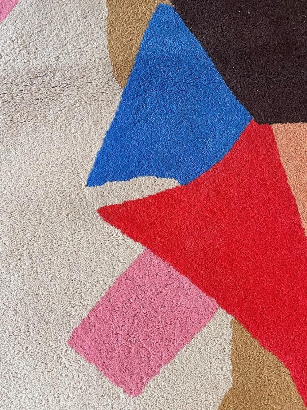 Tisca Abstract Hand Tufted Wool Rug, Signed “Iles”, France, 1990s photo for sale