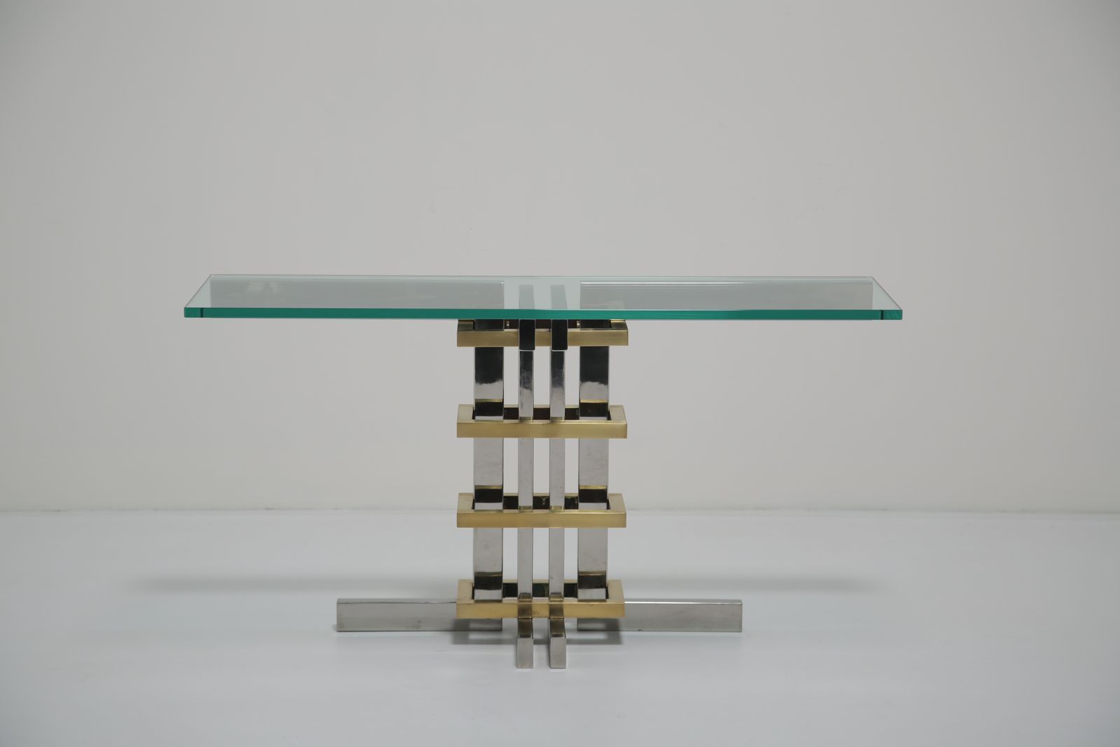 Modernist Chrome, Brass And Glass Console By Alfredo Freda For Cittone Oggi, Italy, 1970s. photo for sale