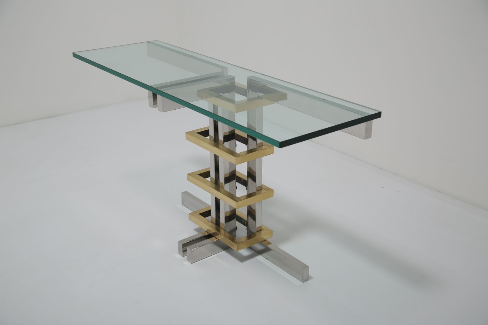 Modernist Chrome, Brass And Glass Console By Alfredo Freda For Cittone Oggi, Italy, 1970s. photo 4495.0