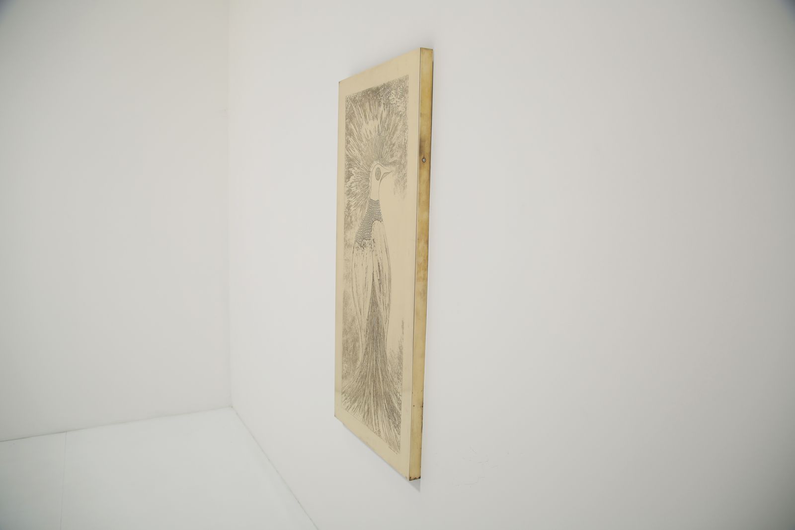 Wall Mounted Acid Etched Brass Art Pheasant Wall Panel By Christian Krekels, 1977. photo Art