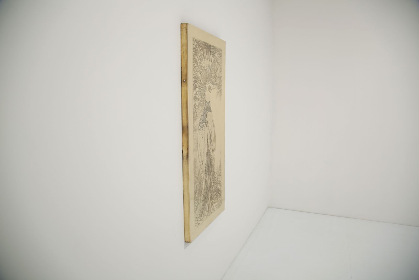 photo for sale Wall Mounted Acid Etched Brass Art Pheasant Wall Panel By Christian Krekels, 1977.