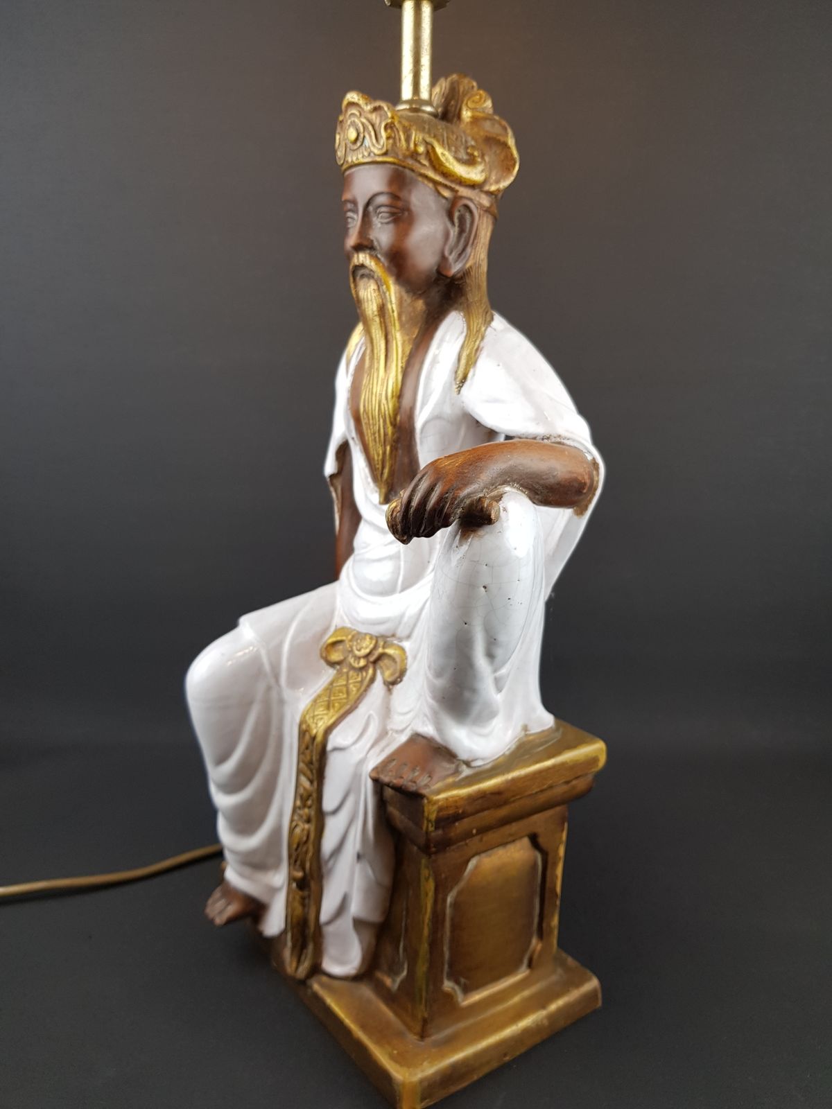 Vintage Mid Century Ugo Zaccagnini Terracotta Table Lamp, Kwanyin Figure, Italian Pottery, 1950s/1960s photo furniture