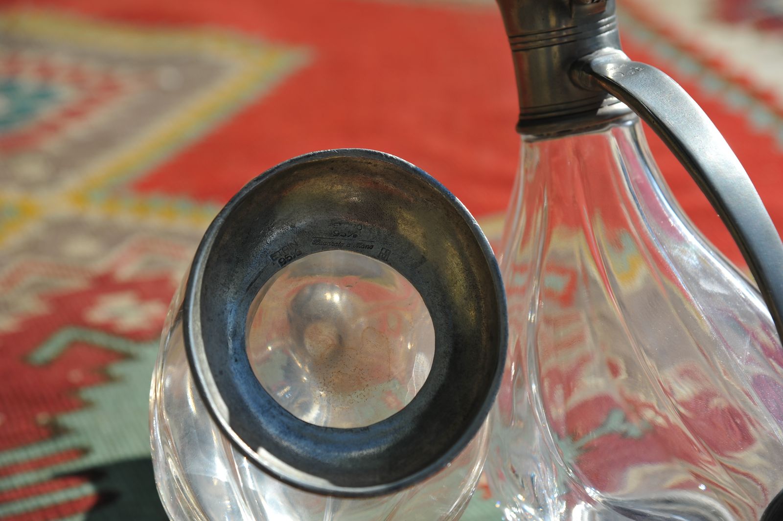 A Pair Of Vintage Italian Glass And Pewter Stylised Duck Decanters photo Home Decor