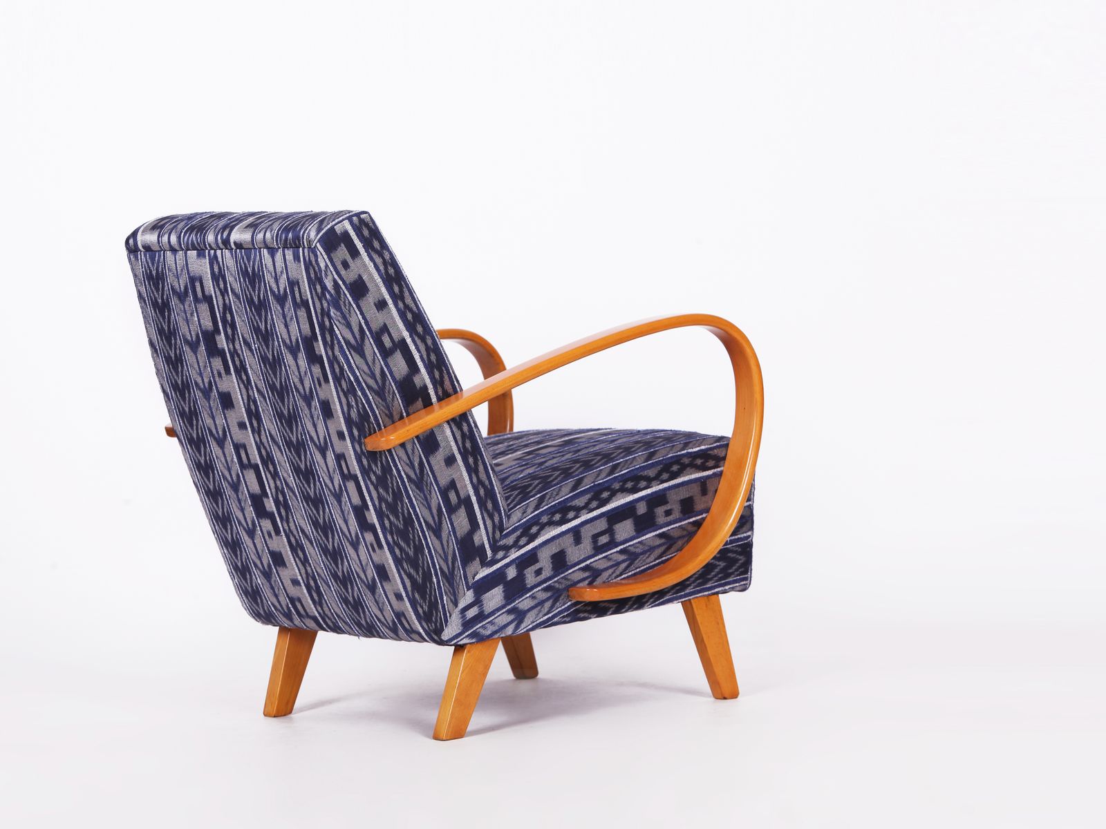 Restored 1950s Jindrich Halabala Armchair In Handwoven Thai Silk photo Furniture