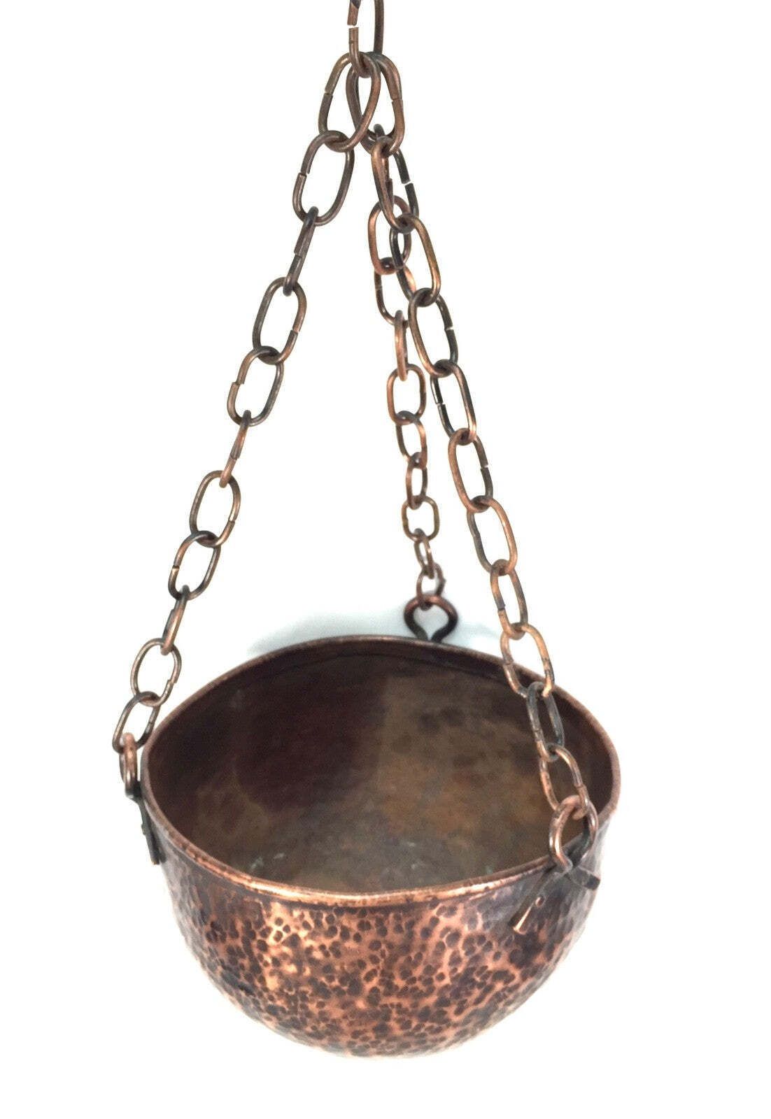 Antique Arts & Crafts Copper Hanging Baskets Pair / Plant Pots Art Nouveau C1900 photo 199.0