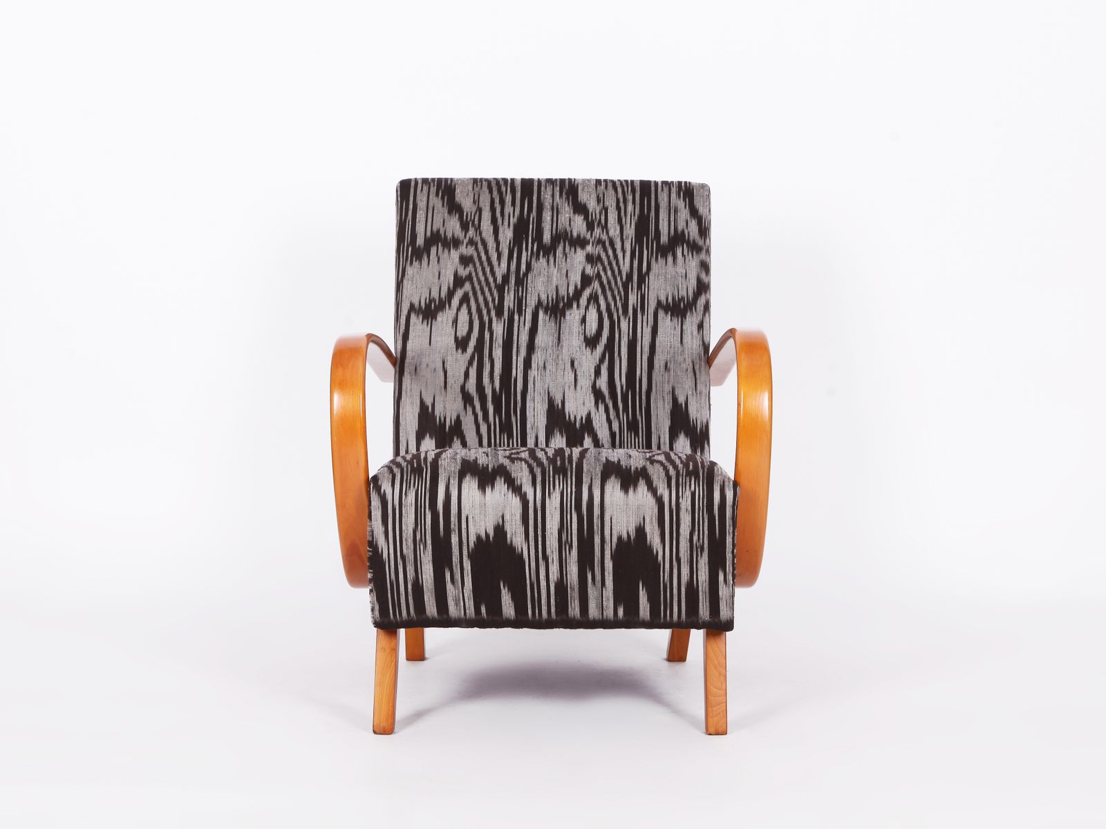 Restored 1950s Jindrich  Halabala Armchair In Handwoven Thai Silk photo vintage
