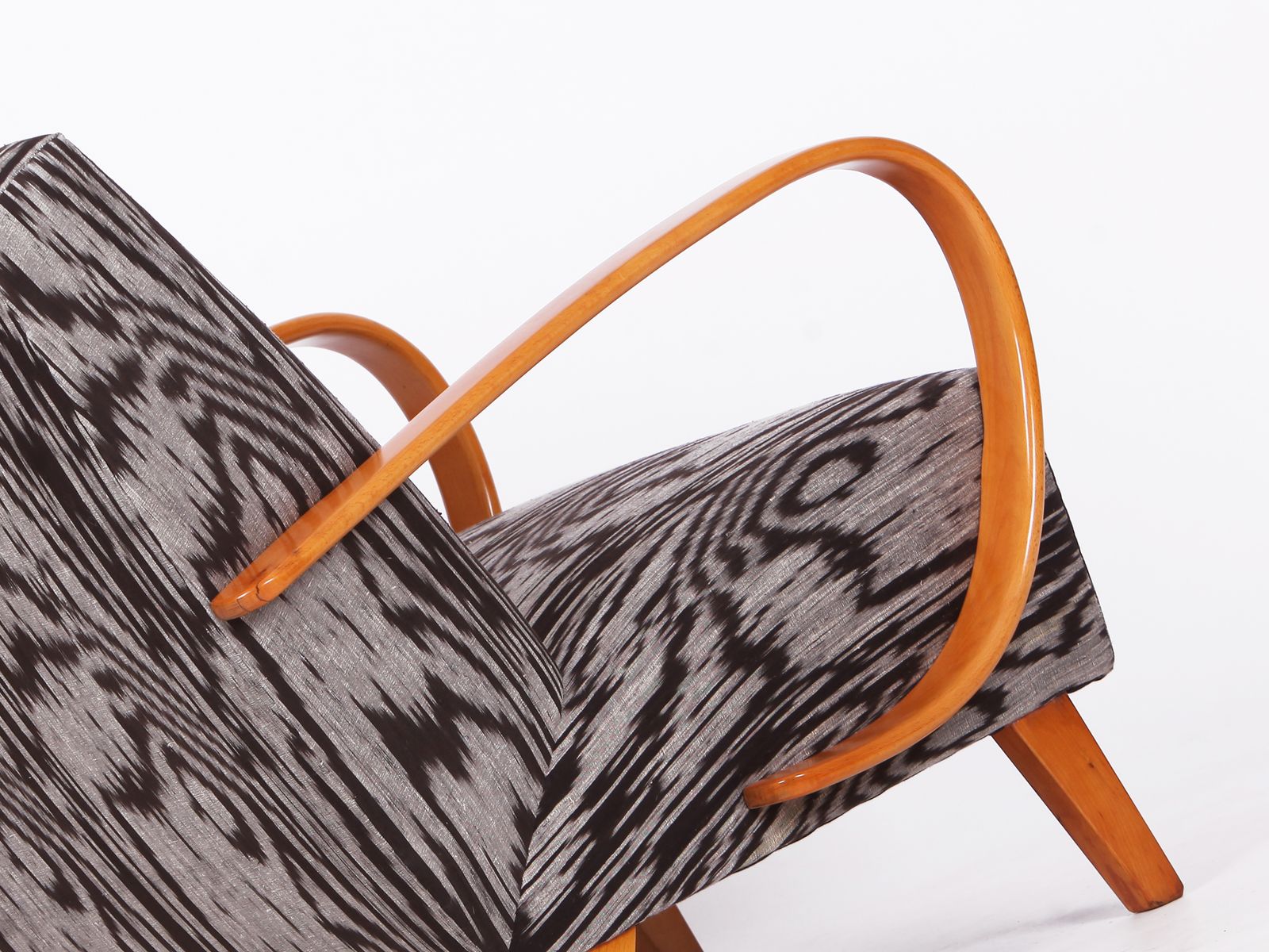 photo for sale Restored 1950s Jindrich  Halabala Armchair In Handwoven Thai Silk