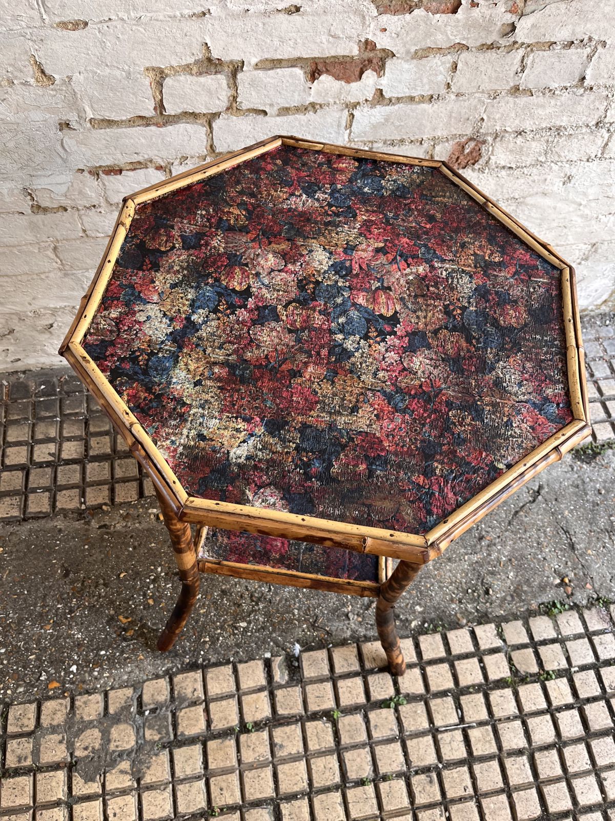 Edwardian Tiger Bamboo Side Table With Decoupage Detail photo Furniture