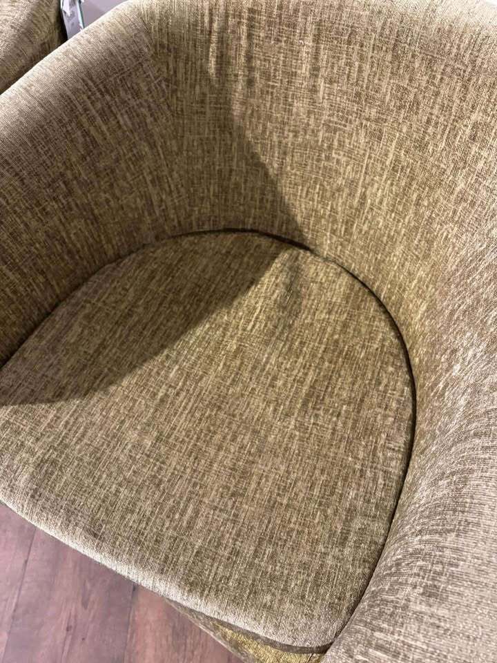 Pair Of Chenille Lime Green Tub Chairs photo for sale
