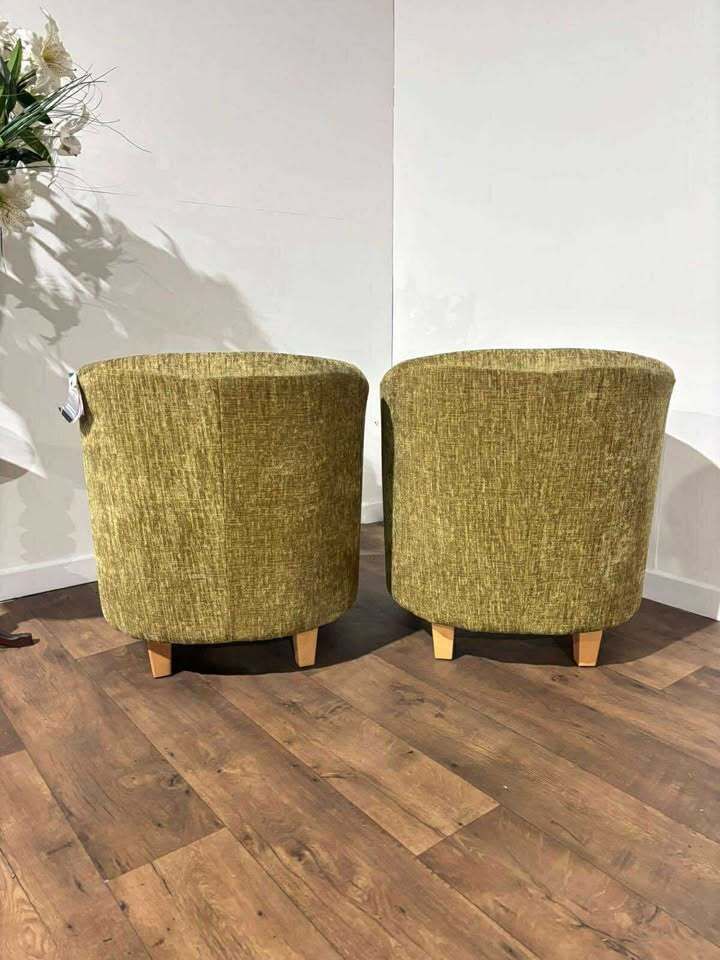 Pair Of Chenille Lime Green Tub Chairs photo Furniture