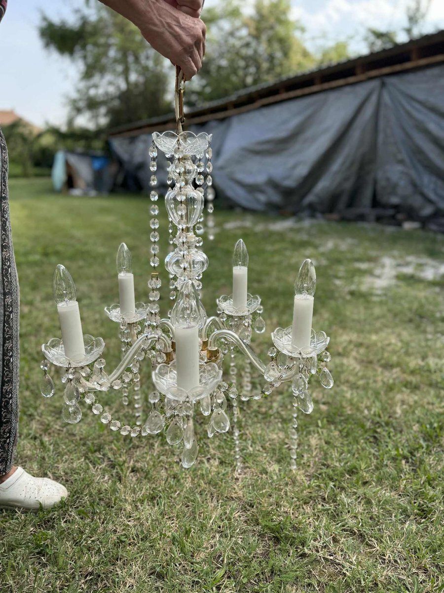 Vintage Crystal Chandelier With Glass Arms, 1960s photo furniture