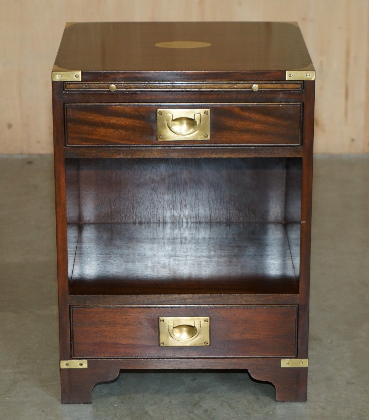 Harrods Kennedy Military Campaign Side End Table Drawers Inc Butlers Slip Tray photo for sale