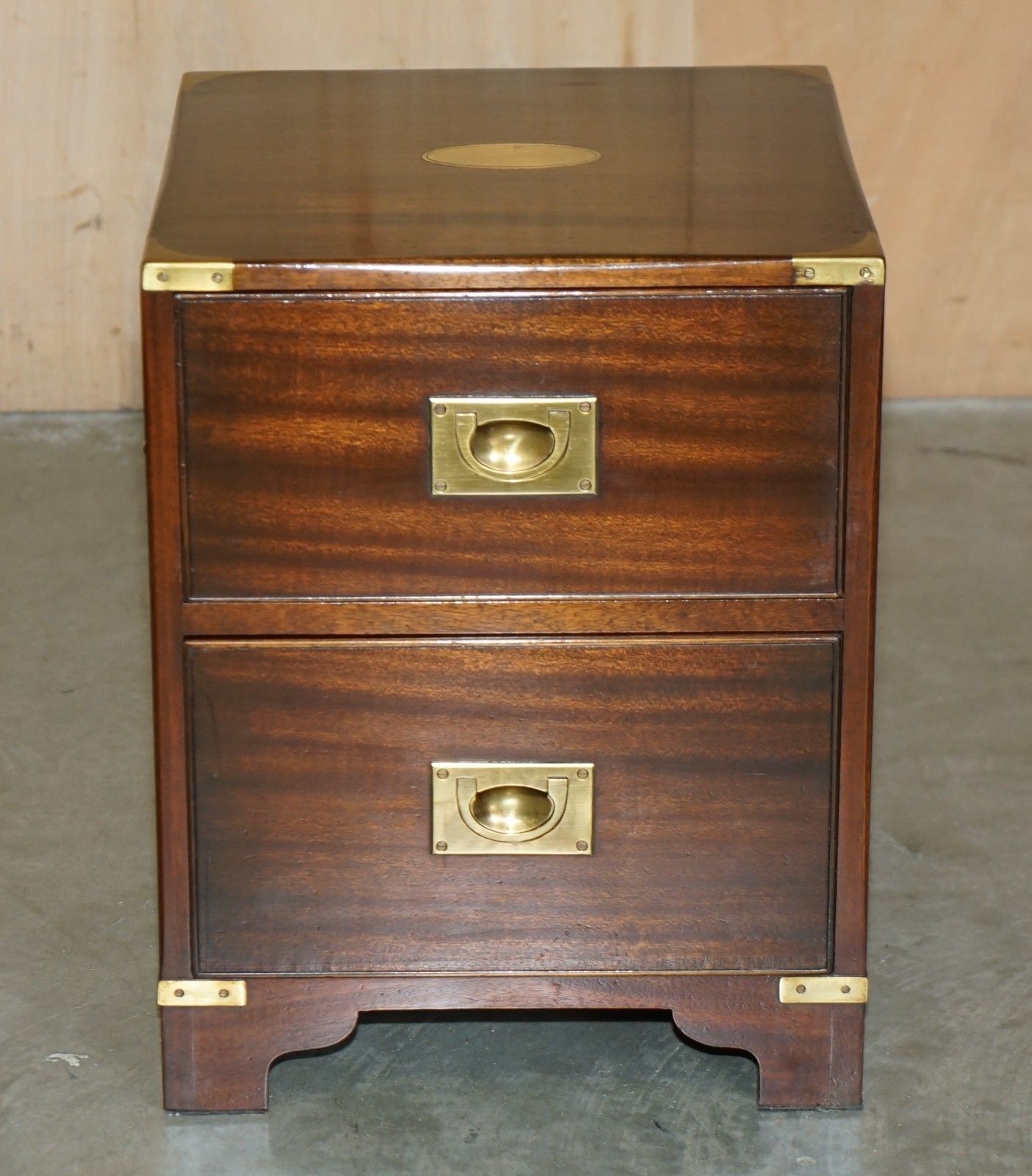 Stunning Mahogany Brass Harrods Kennedy Military Campaign Side End Table Drawers photo for sale