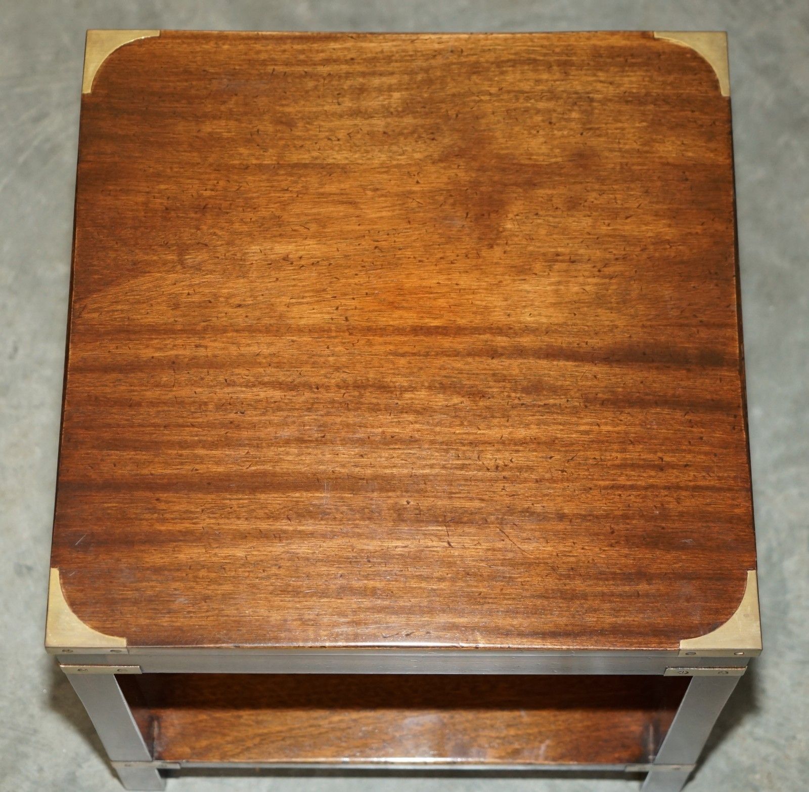 Furniture Pair Of Mahogany Harrods London Kennedy Military Campaign High Side End Tables photo