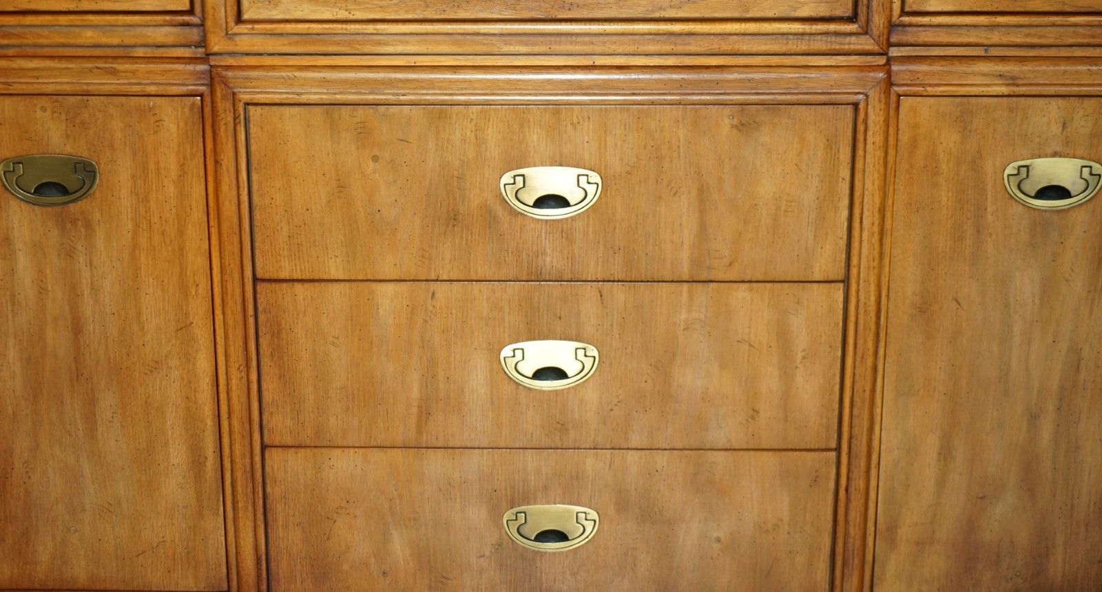Vintage Triple Spot Light Military Campaign Drexel Heritage Cabinet Bookcase photo buy
