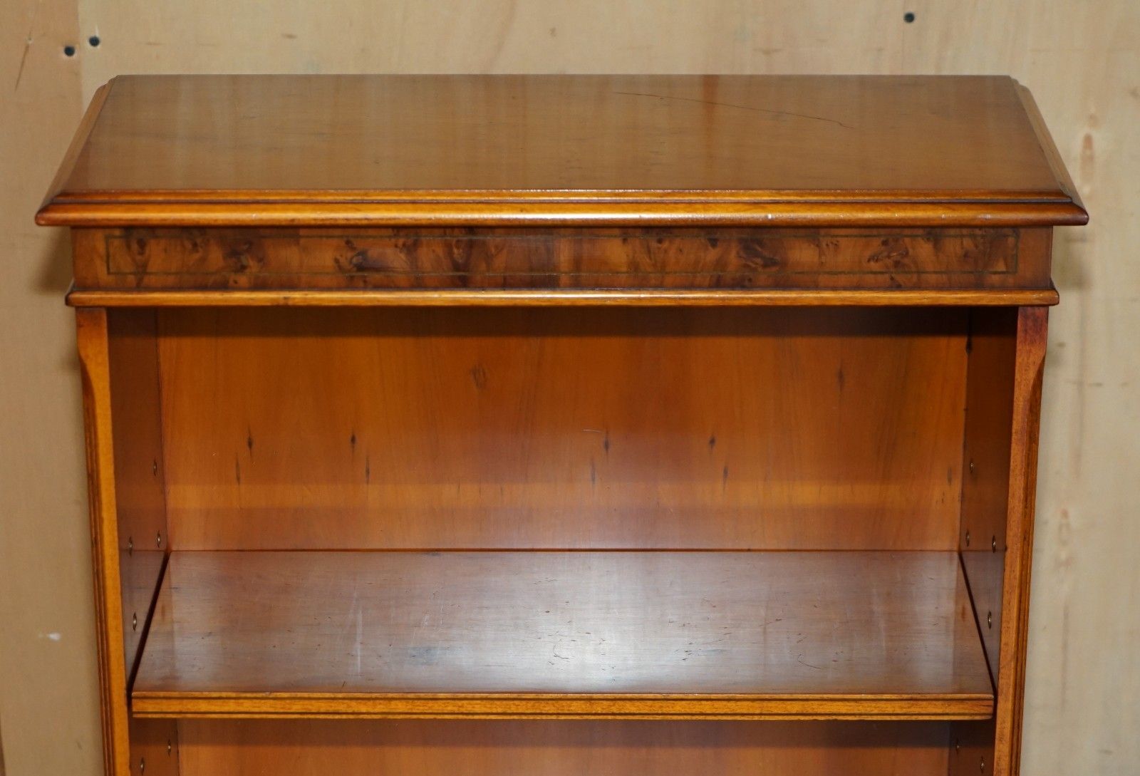 Lovely Pair Bevan Funnell England Flamed Mahogany Dwarf Open Library Bookcases photo vinterior