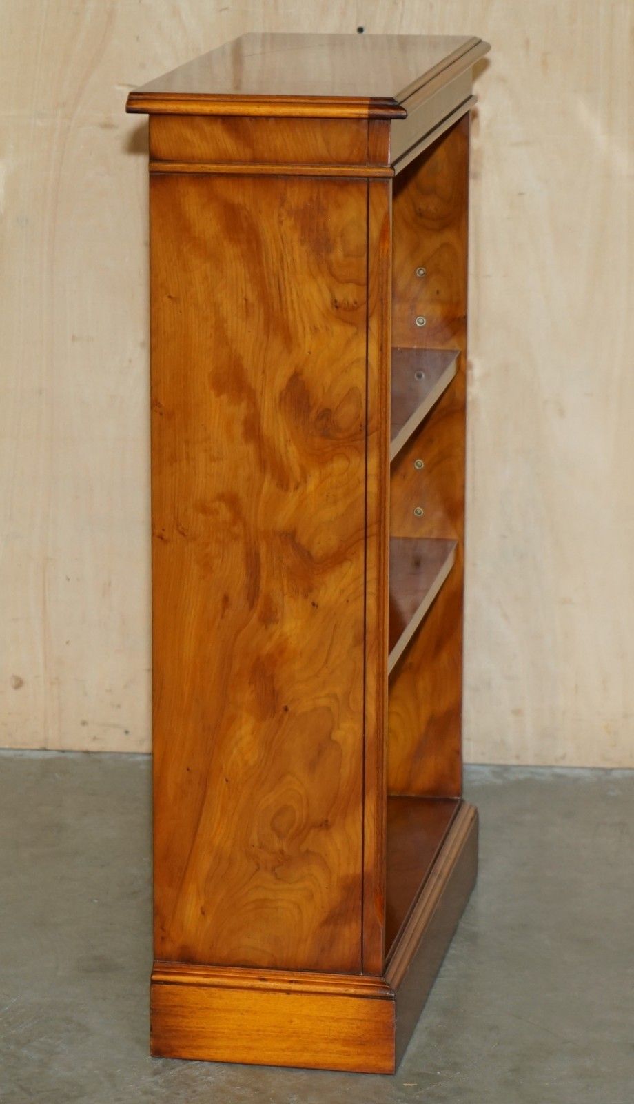 photo for sale Lovely Pair Bevan Funnell England Flamed Mahogany Dwarf Open Library Bookcases