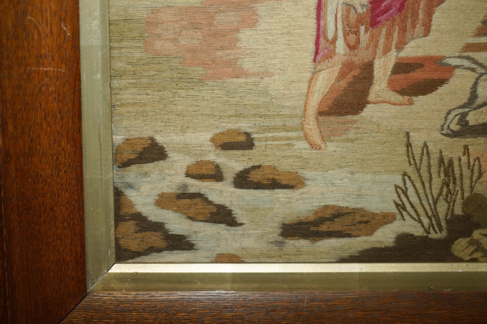 Georgian Circa 1820 Silk & Wool Work Stumpwork Style Embroidery Tapestry Picture photo vinterior