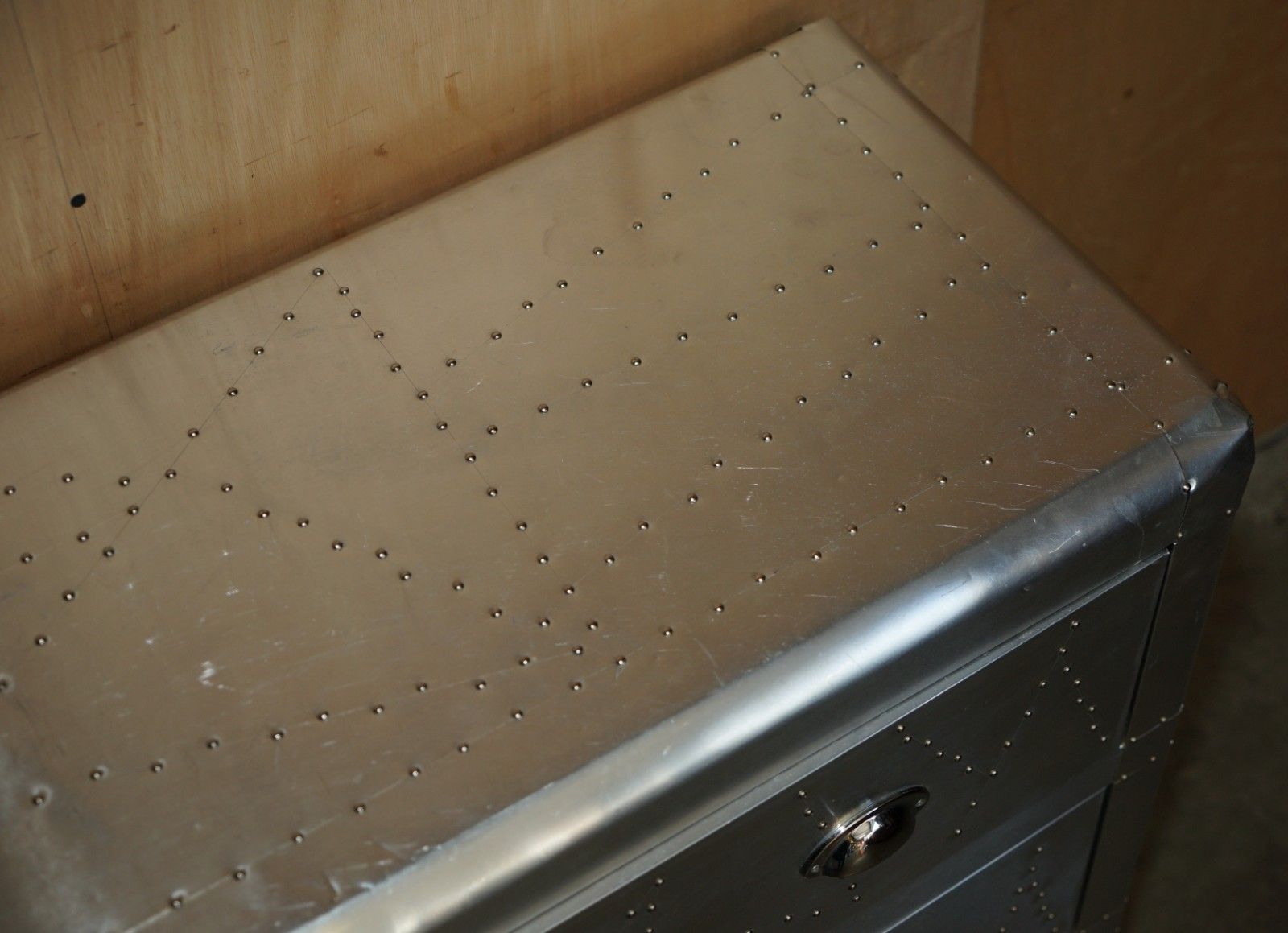 Cool Pair Of Vintage Aviator Hand Hammered Chest Of Drawers Industrial Style photo vinterior