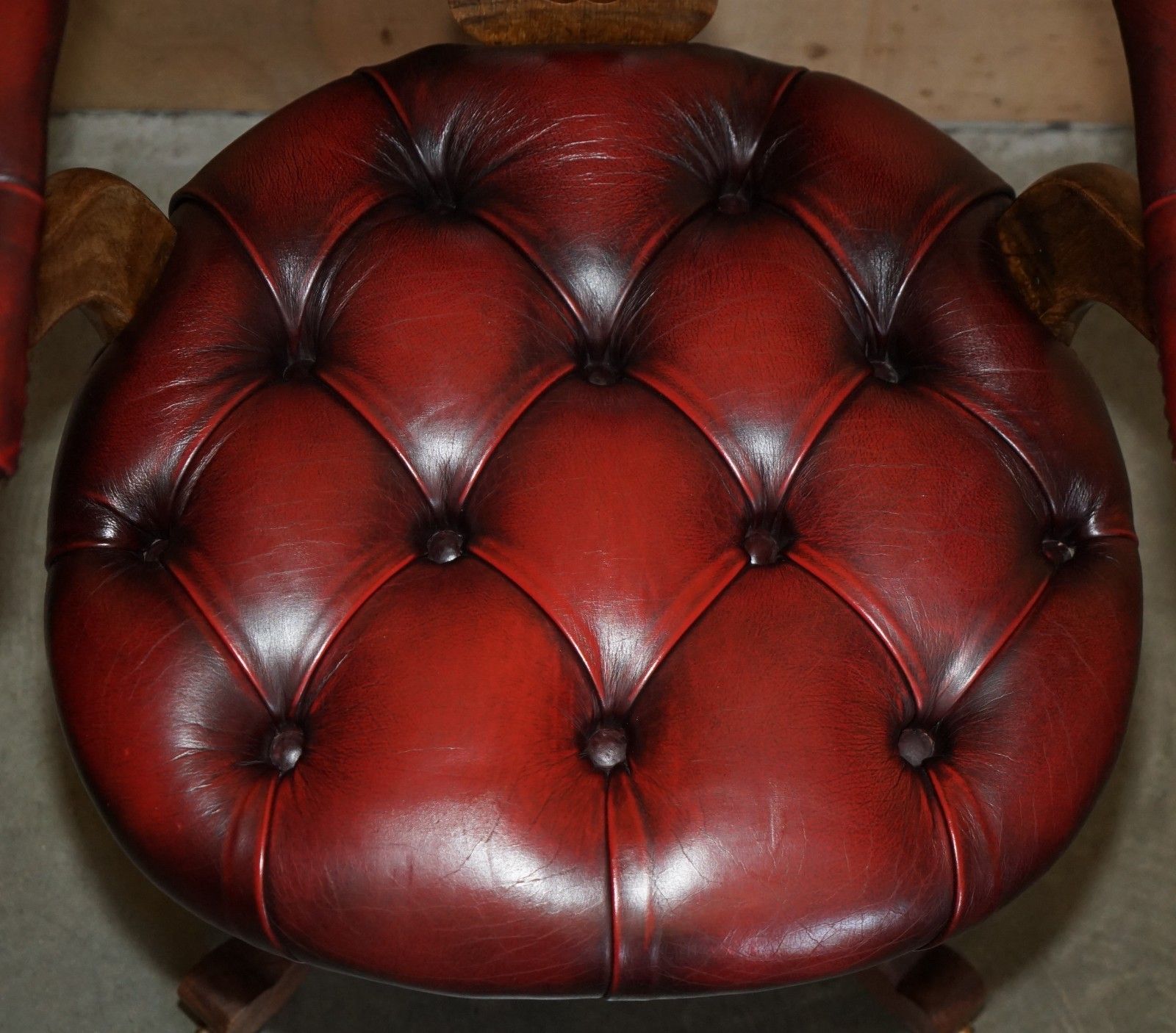 Fine Antique Victorian Chesterfield Tufted Oxblood Leather Captains Swivel Chair photo vintage