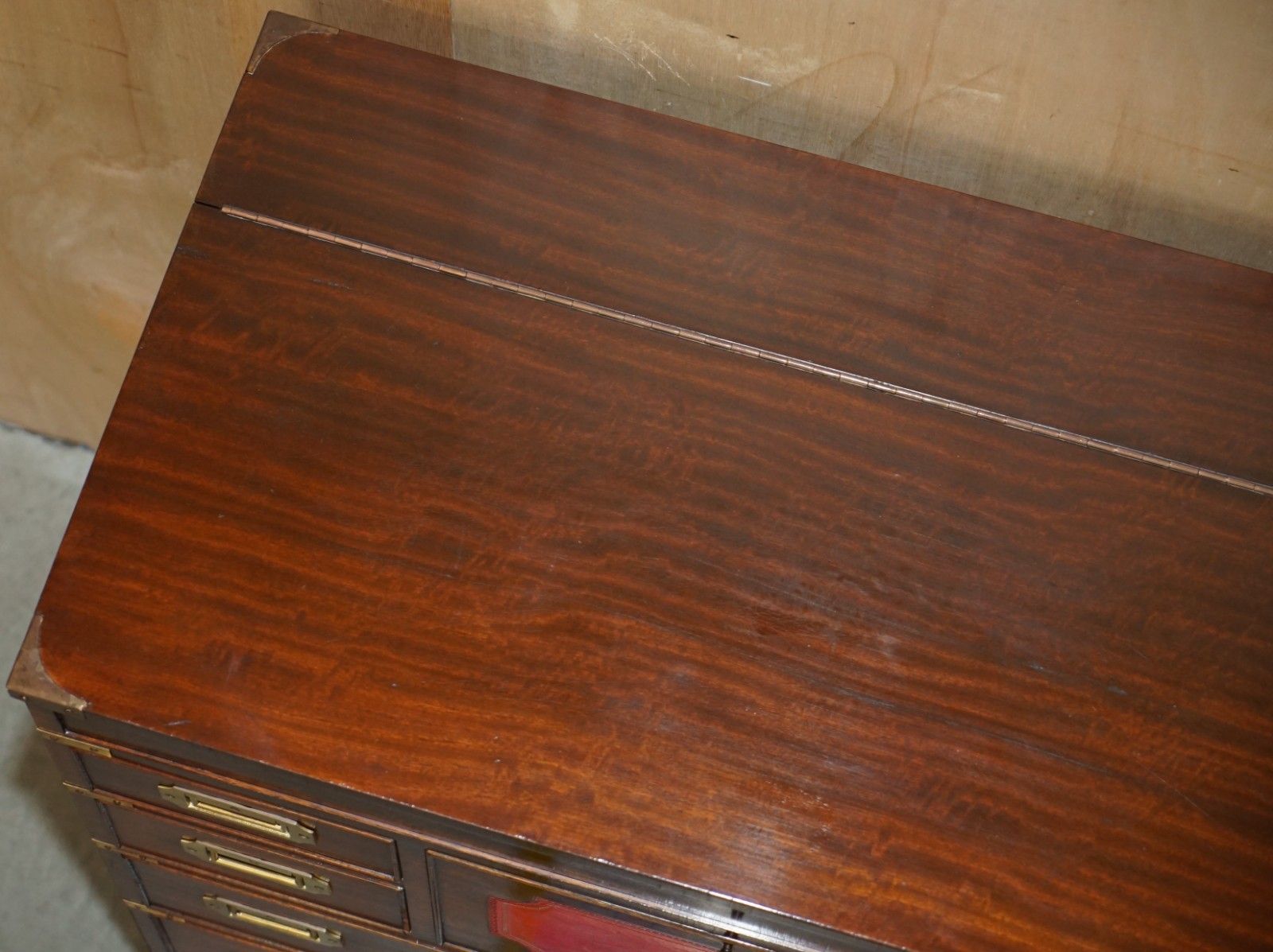 Fine Vintage Mahogany Brass & Oxblood Leather Military Campaign Chest Of Drawers photo 2950.0
