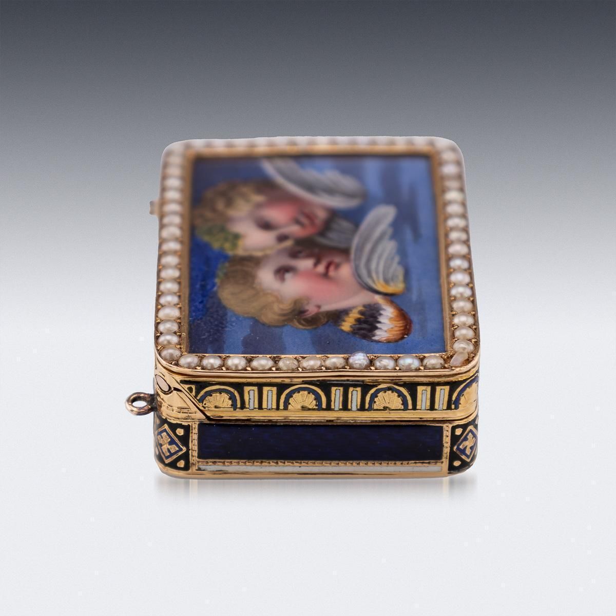Antique 19thc Swiss 18k Gold & Enamel Vinaigrette, Jean Georges Rémond C.1800 photo vinterior