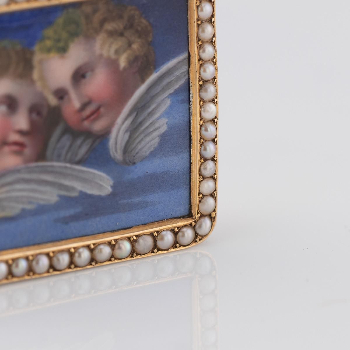 7149.0 Antique 19thc Swiss 18k Gold & Enamel Vinaigrette, Jean Georges Rémond C.1800 photo
