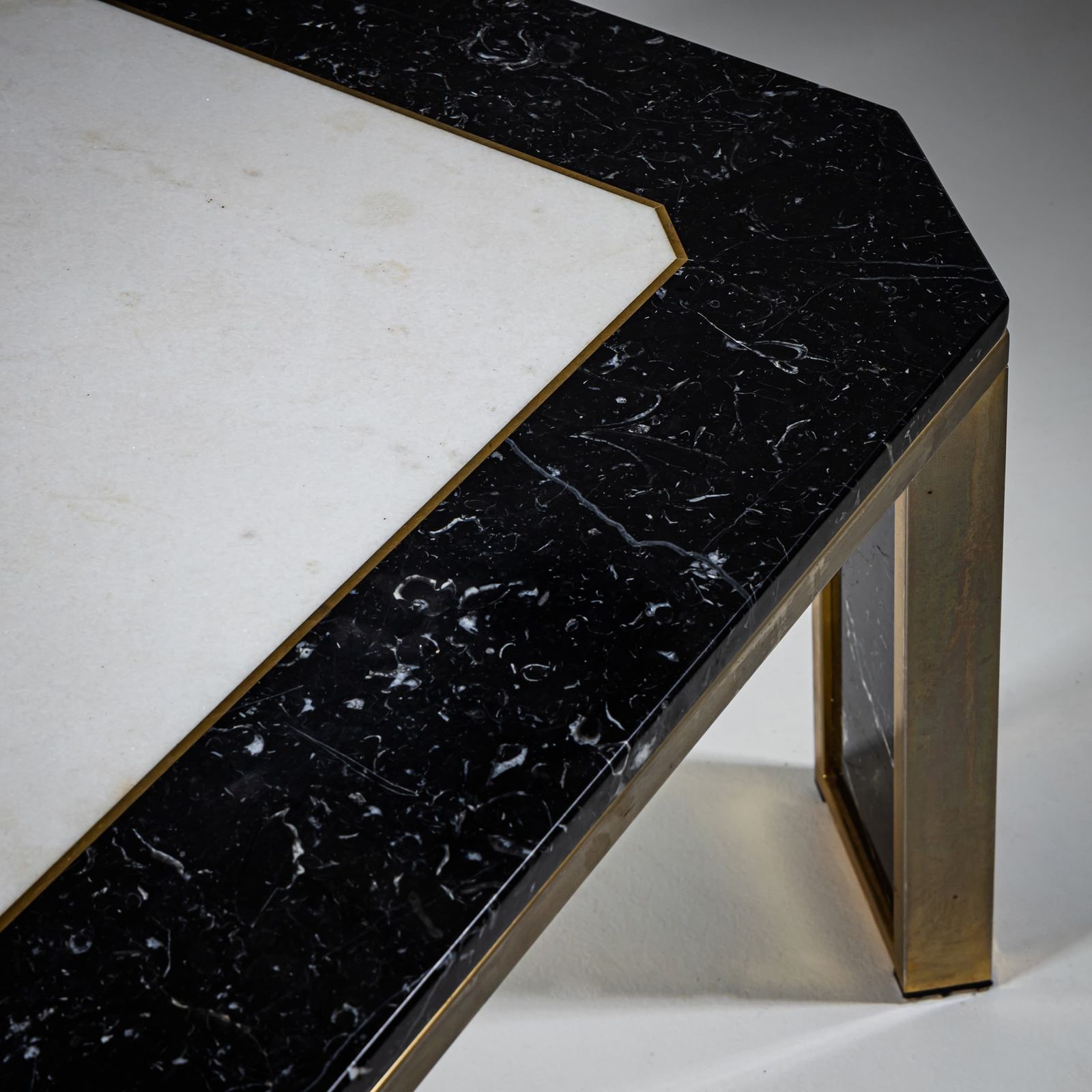 Hollywood Regency Marble And Brass Coffee Table, Probably Italy, 1970s photo buy