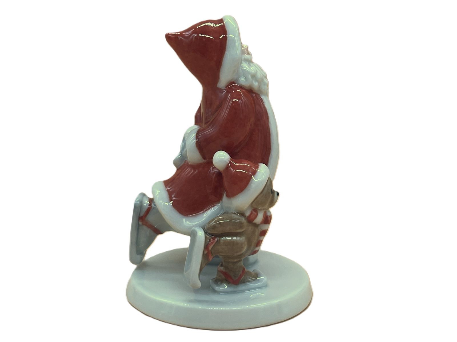 Royal Copenhagen Porcelain 2008 Annual Santa & Teddy Skating Figurine In Original Box. photo for sale