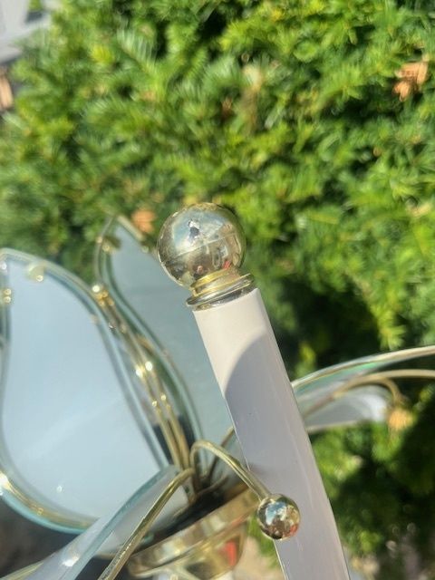 1980s Hollywood Regency Rare All White Italian Glass Lotus Flower Lamp photo buy