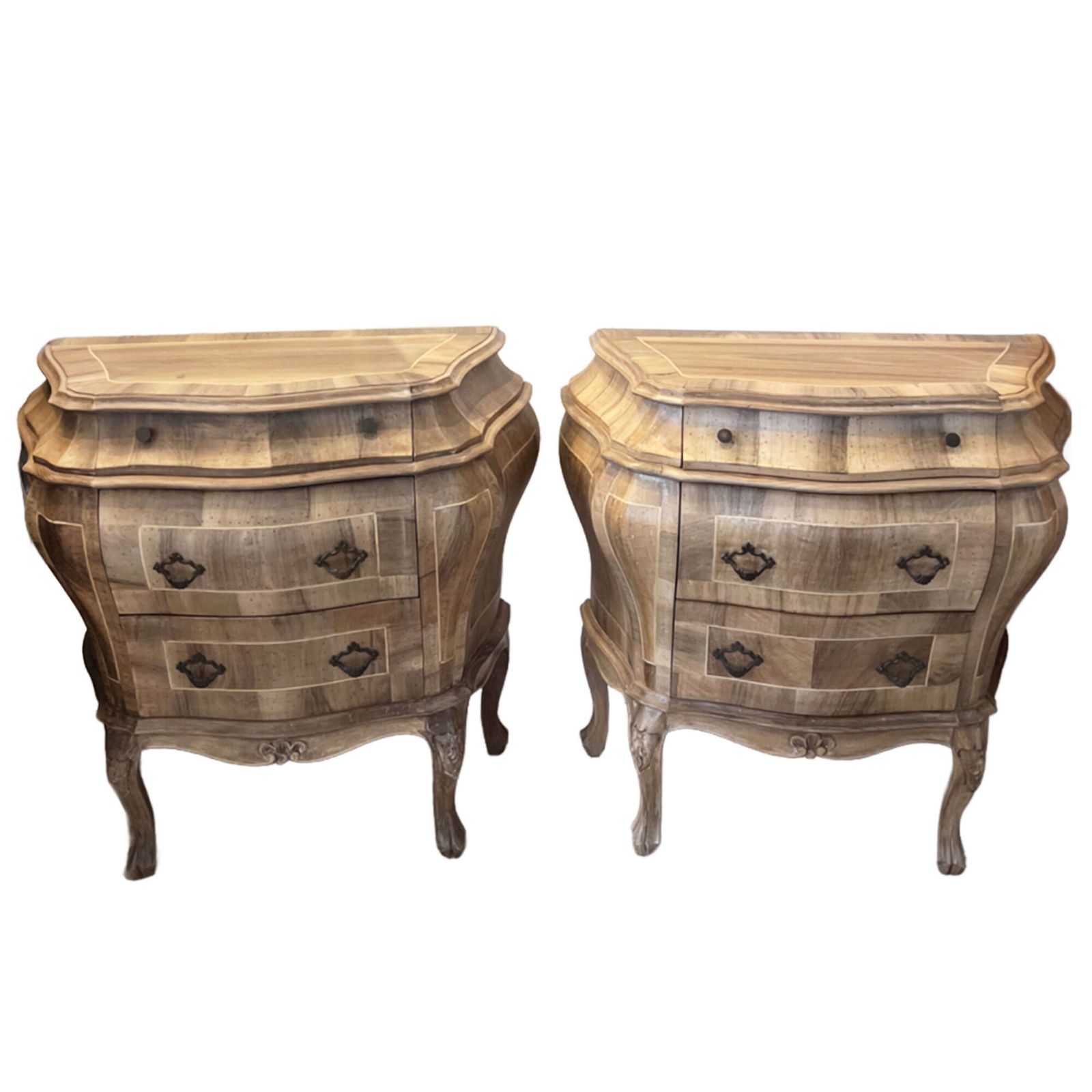 Pair Of Italian 18th Century Style Bombe Commodes