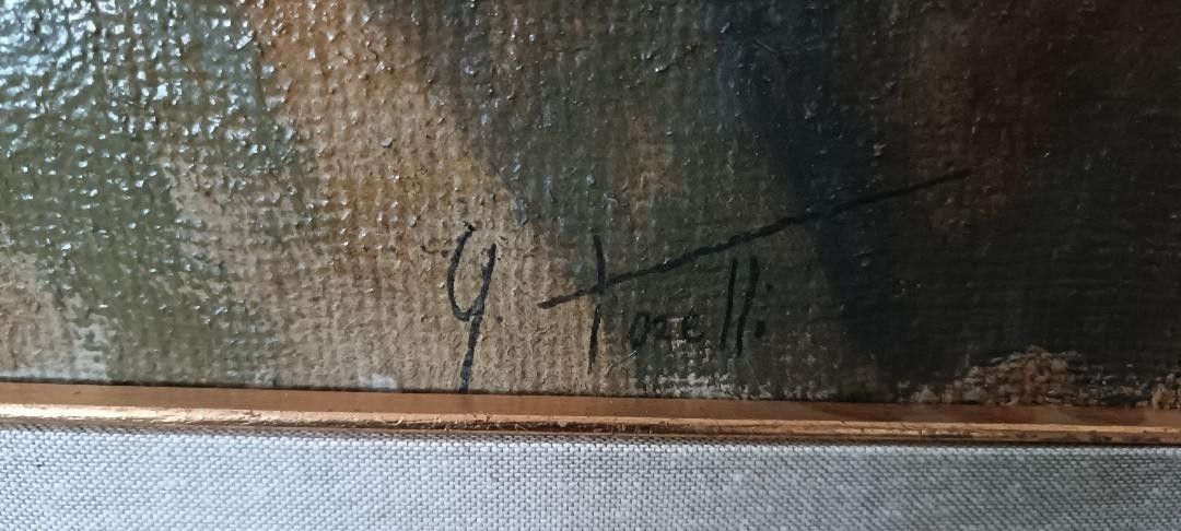 Oil On Canvas Portrait 1920s Painted On The Back Giuseppe Torelli (1881  1959) photo vintage