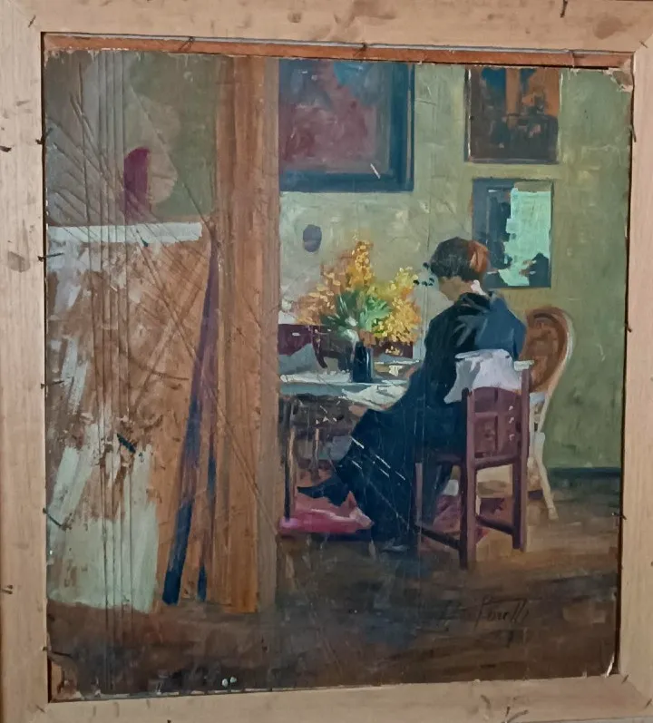 photo for sale Oil On Canvas Portrait 1920s Painted On The Back Giuseppe Torelli (1881  1959)