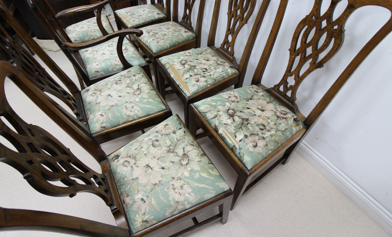 Set Of 8 Vintage Chippendale Style Dining Or Occasional Chairs photo for sale