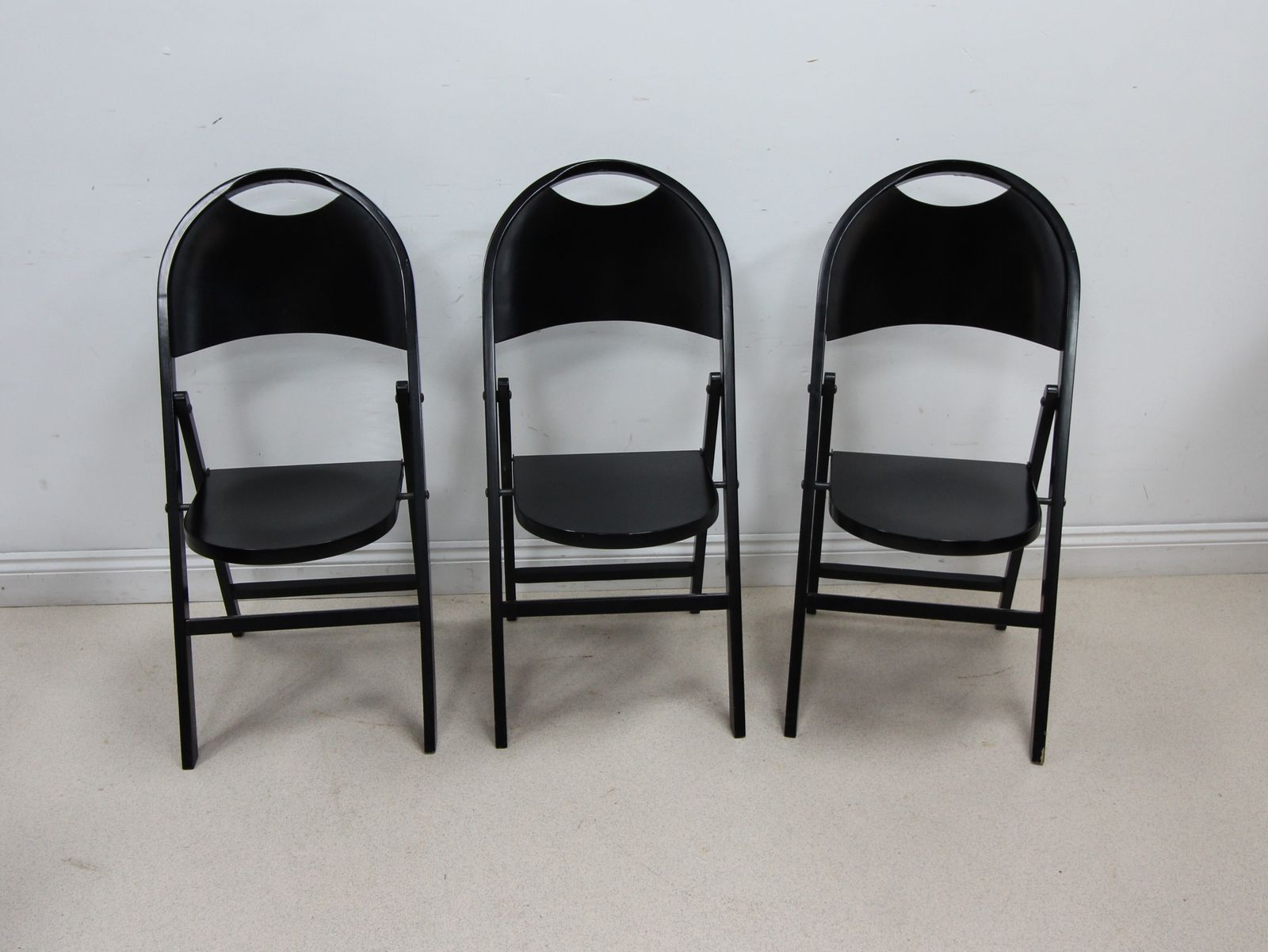 Bespoke Solid Wood Black Folding Table And Chairs photo for sale