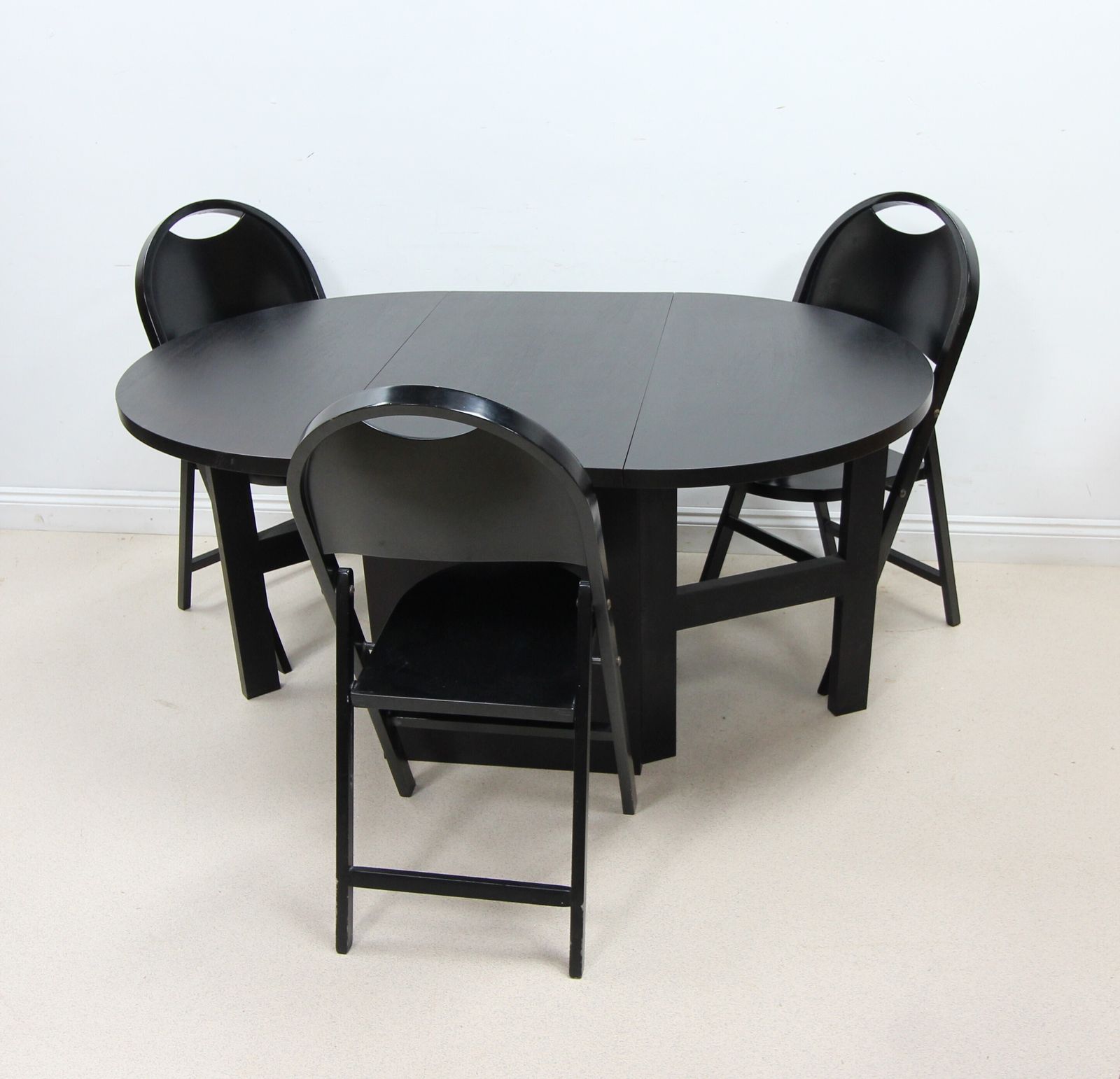 Bespoke Solid Wood Black Folding Table And Chairs