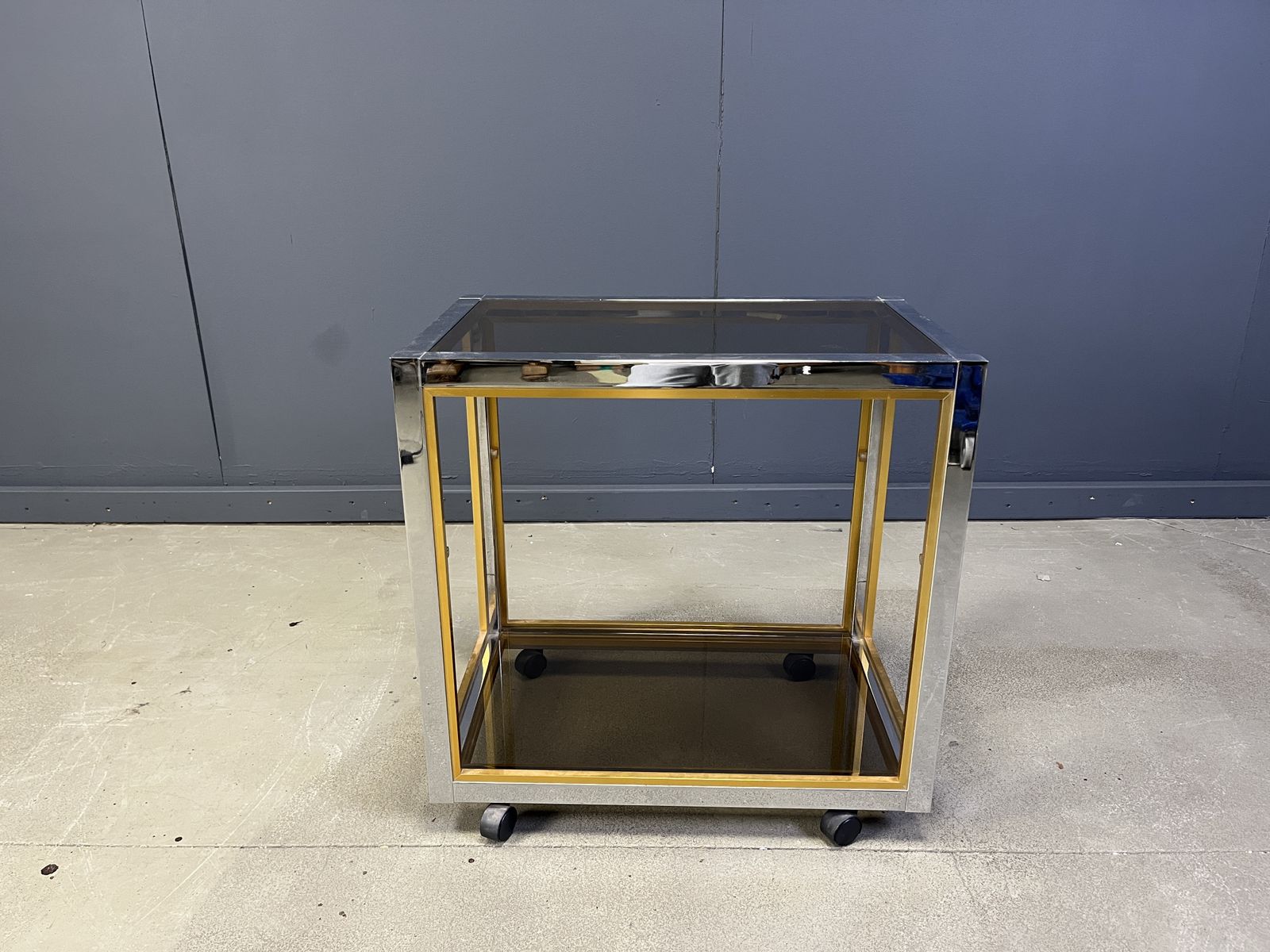 Italian Brass And Chrome Drinks Trolley In The Manner Of Romeo Rega, 1970s photo 450.0