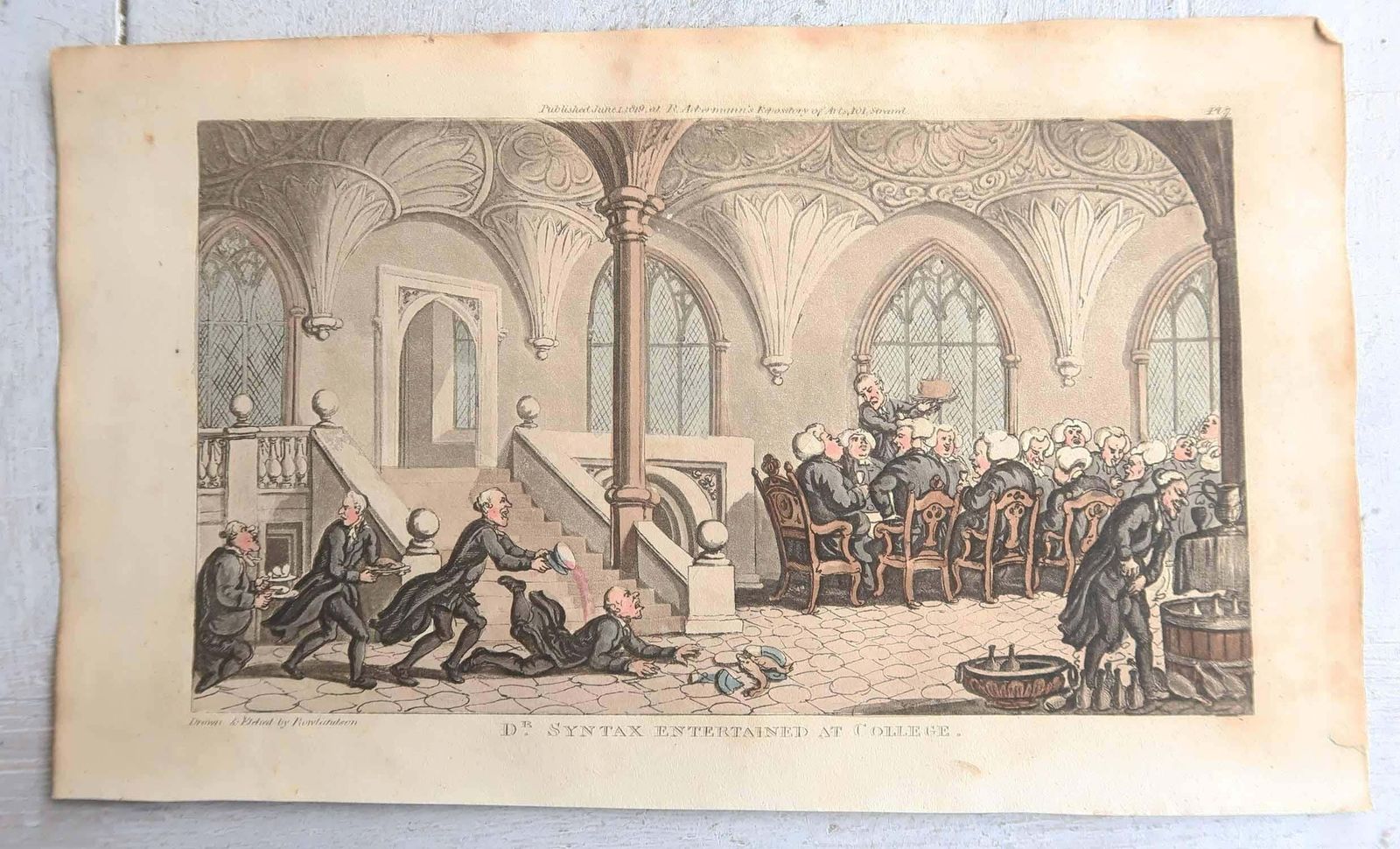 Set Of 10 Original Antique Prints After Thomas Rowlandson. Dated 1819 photo furniture