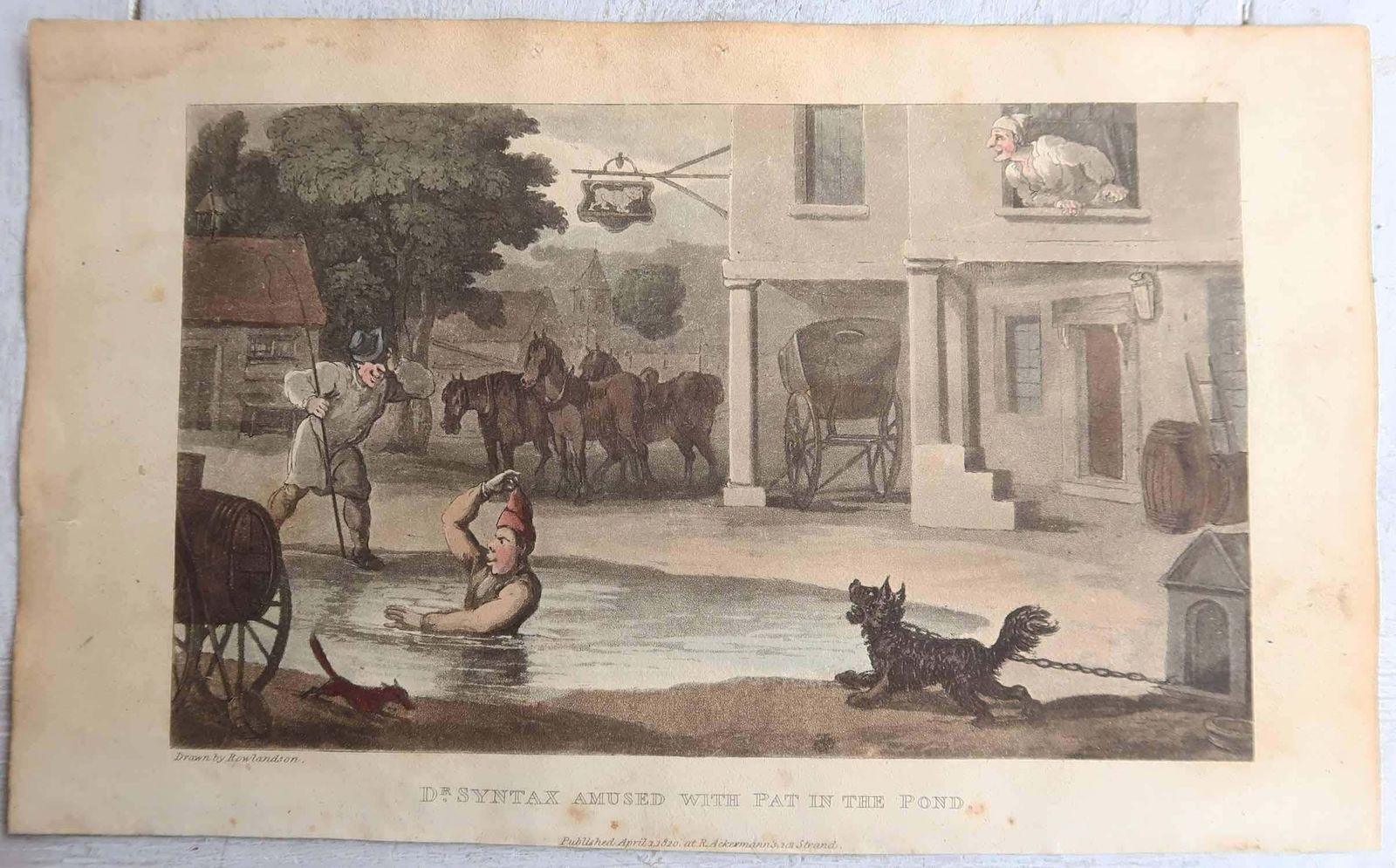 Set Of 10 Original Antique Prints After Thomas Rowlandson. Dated 1819 photo Art