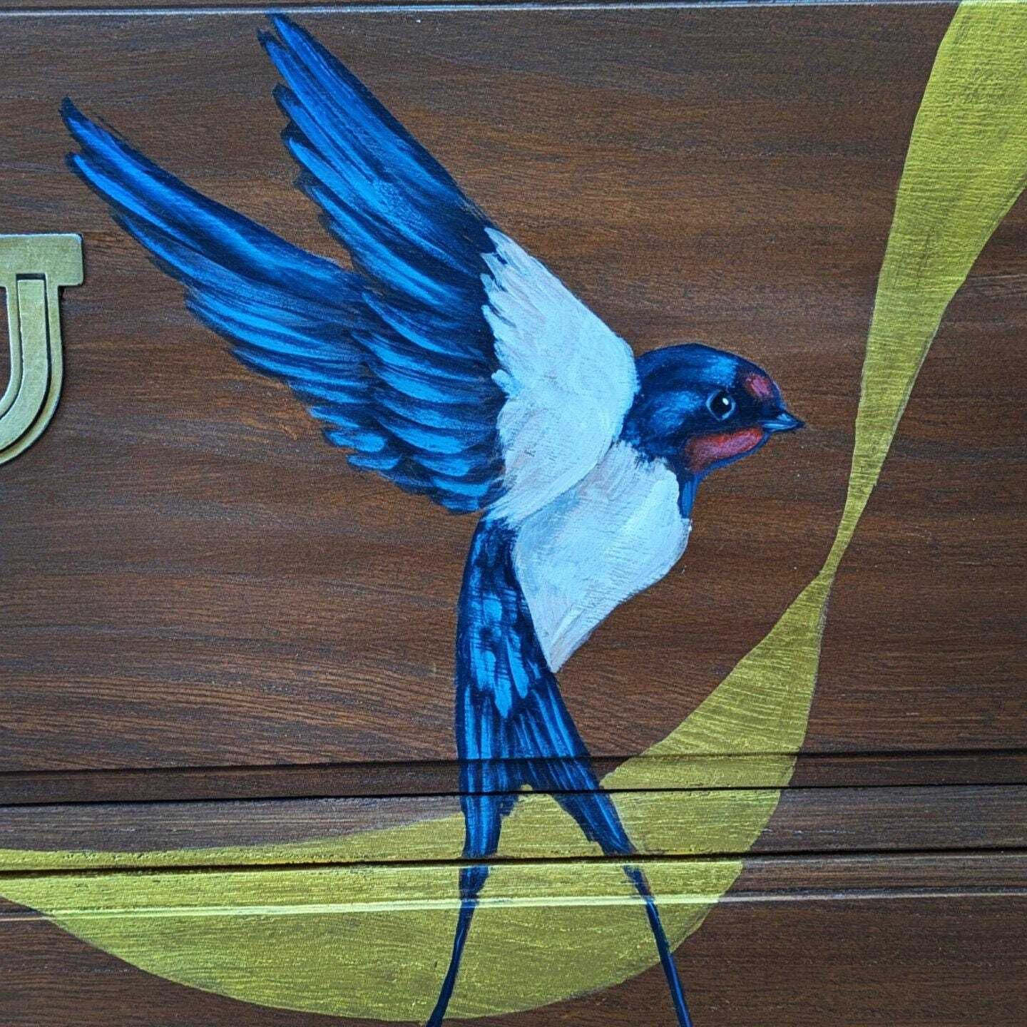 Reproduction Campaign Chest With Hand Painted Swallow Design photo 535.0