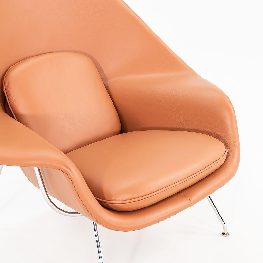 1990s Eero Saarinen Womb Chair And Ottoman In New Cognac Leather Model 70l & 74y photo vinterior