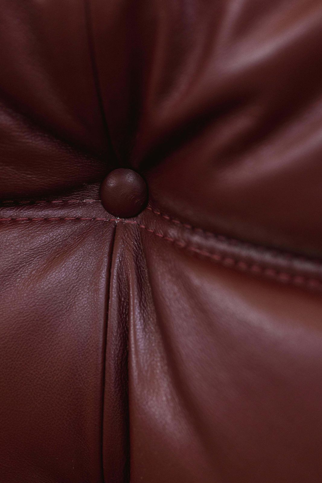 Michel Ducaroy “Togo” Two Seater Sofa For Ligne Roset, Burgundy Leather, 1973 photo for sale